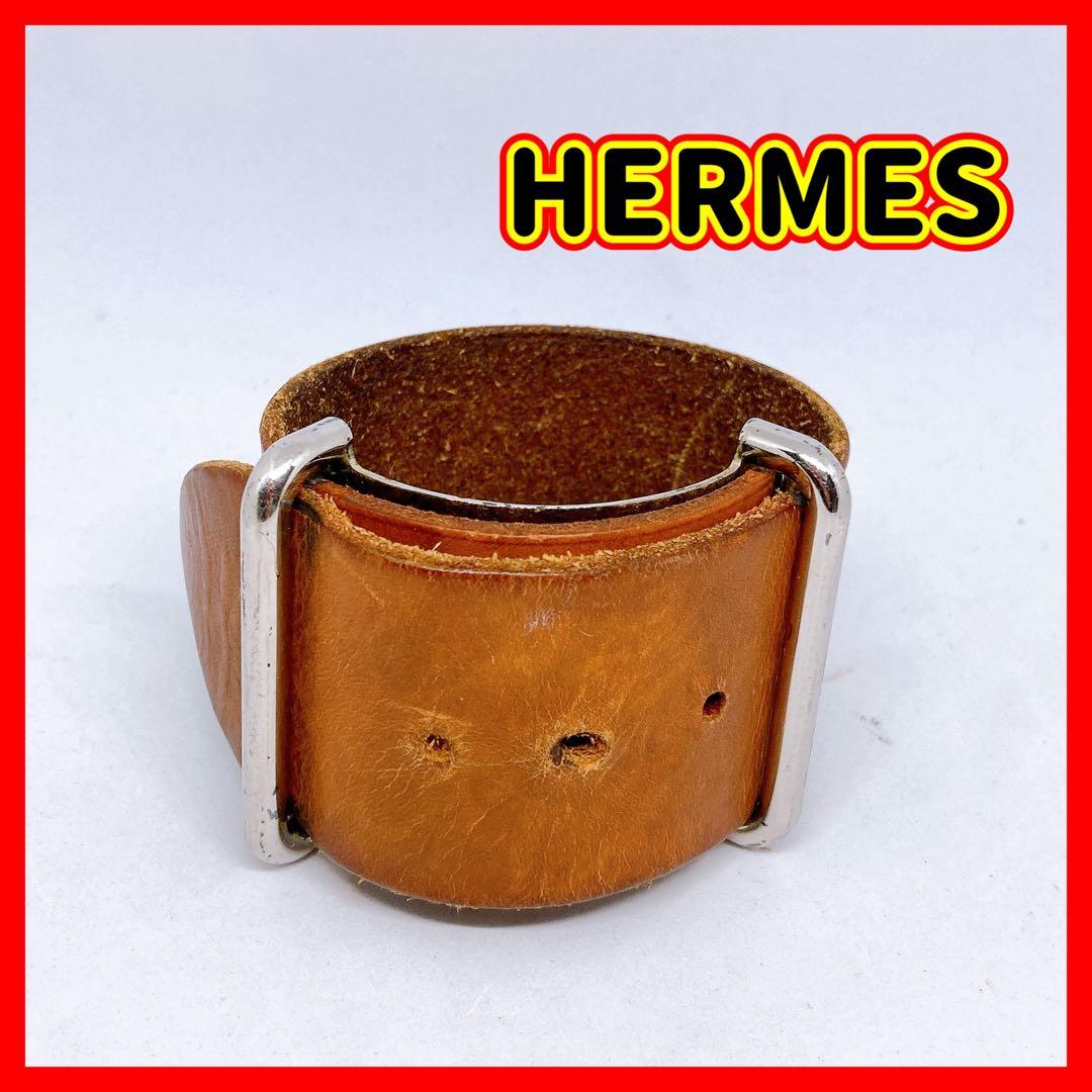 397 エルメス　エトリヴィエール　レザー　ブラウン　バングル　ブレスレットアピ