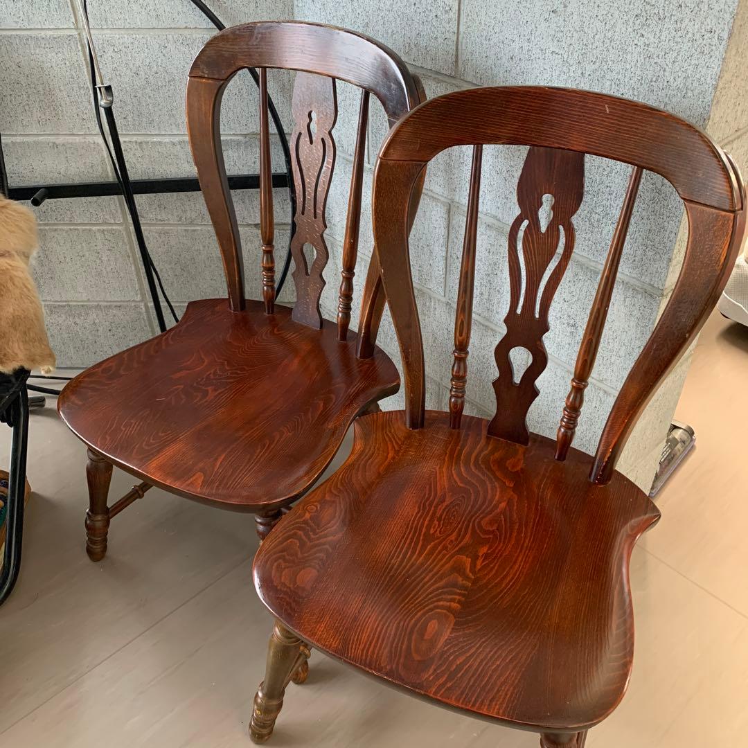 カリモク木製ダイニングチェア2脚セット