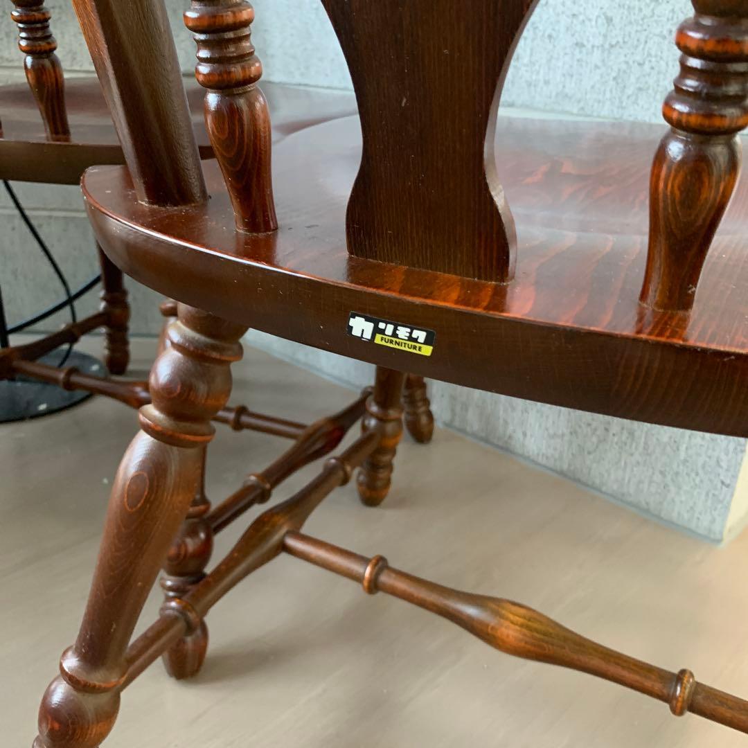 カリモク木製ダイニングチェア2脚セット