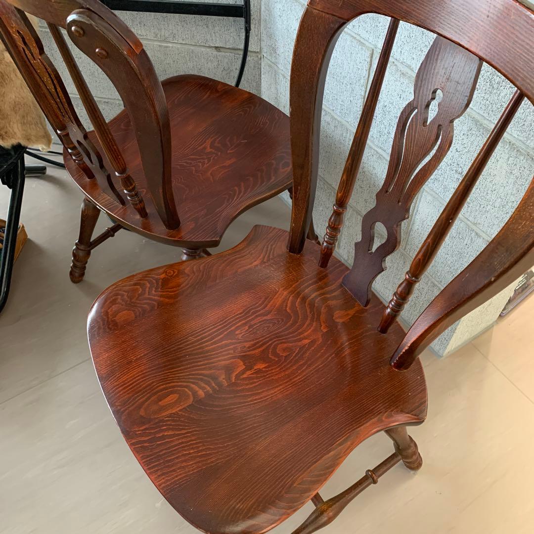 カリモク木製ダイニングチェア2脚セット