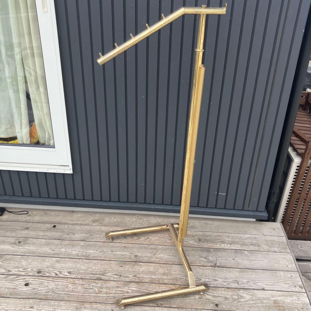 北欧レトロ アイアンフレーム 斜めがけポールハンガー ハンガーラック ゴールド