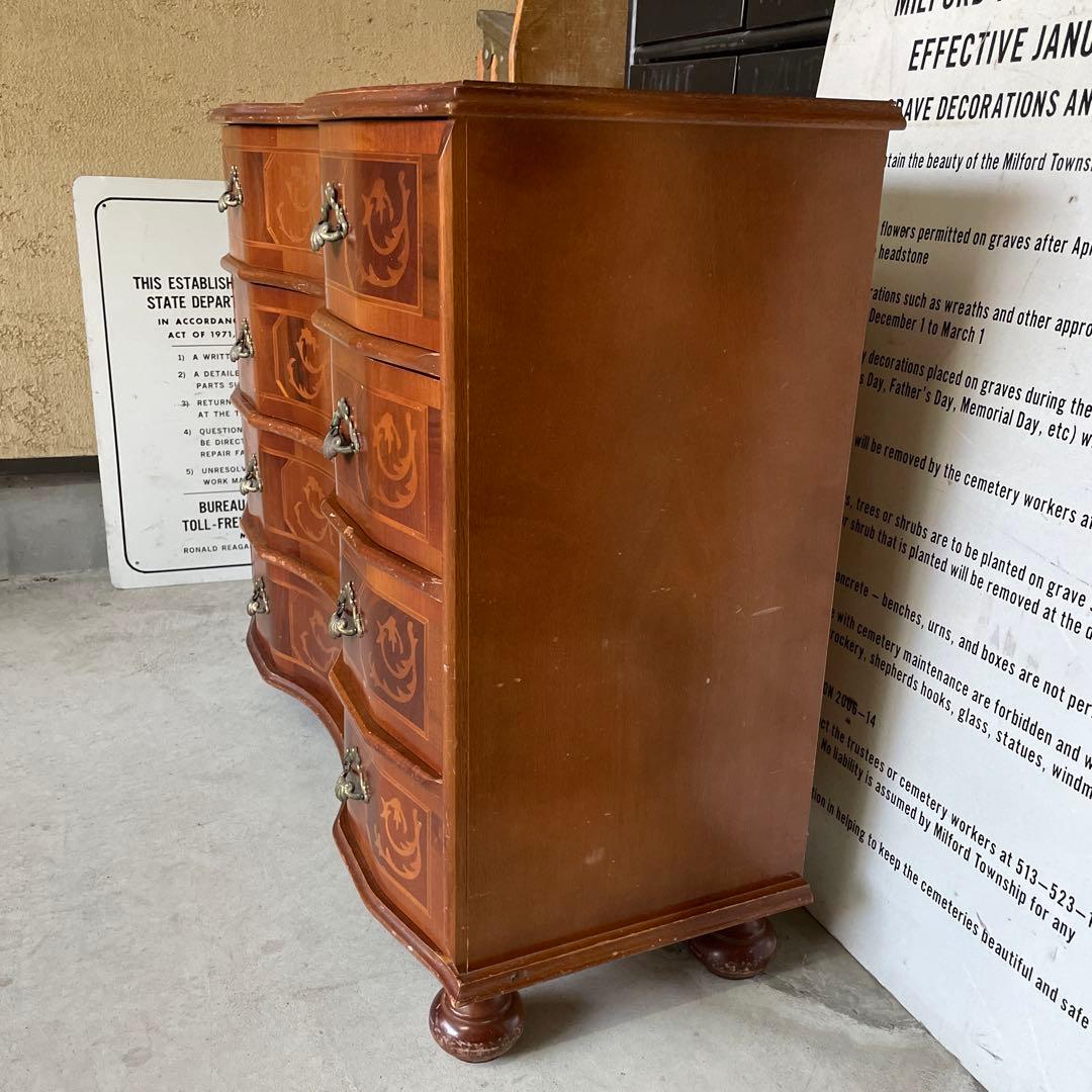 イタリア製 ヴェローナクラシック 丸脚 チェスト 象嵌 キャビネット 箪笥 高級