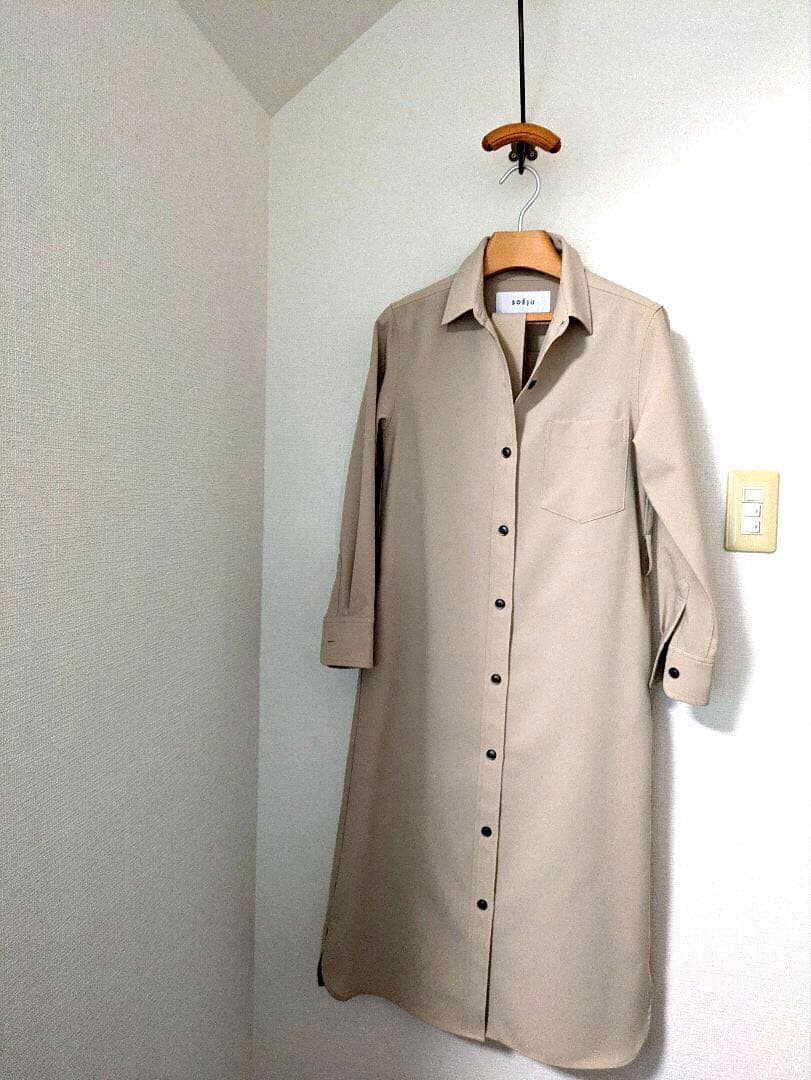 SOEJU ソフトオックスシャツワンピース　XS ベージュ