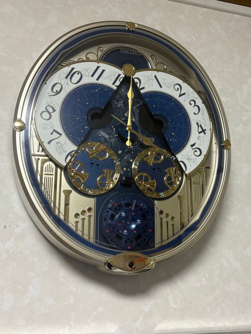 SEIKO オーバル型掛時計 青金装飾　からくり時計