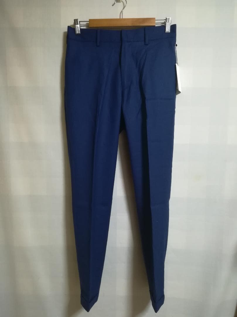 新品 TOMORROWLAND 22AW バックシャーリングスリムパンツ 青 S