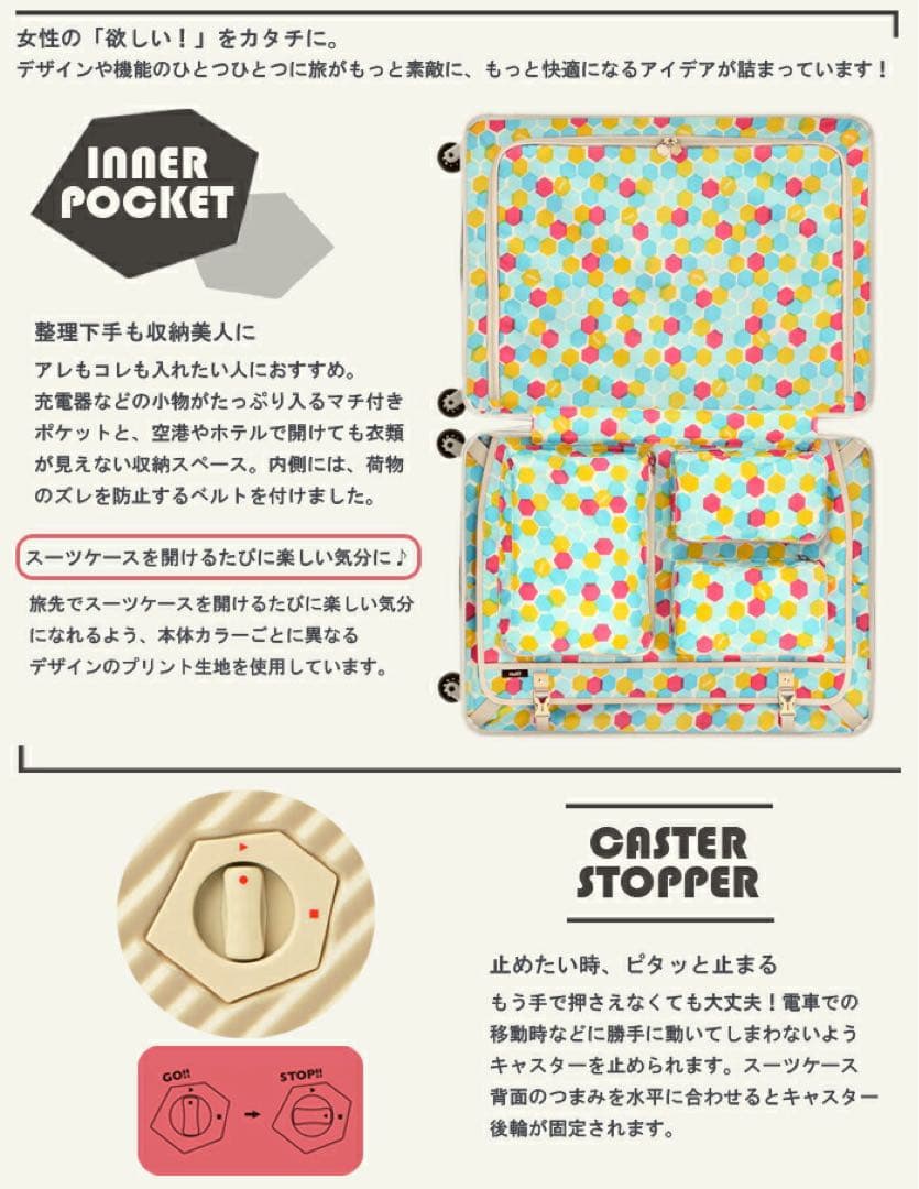 ACE HaNT mine キャリーケース 47L 2-3日用 アネモネレッド