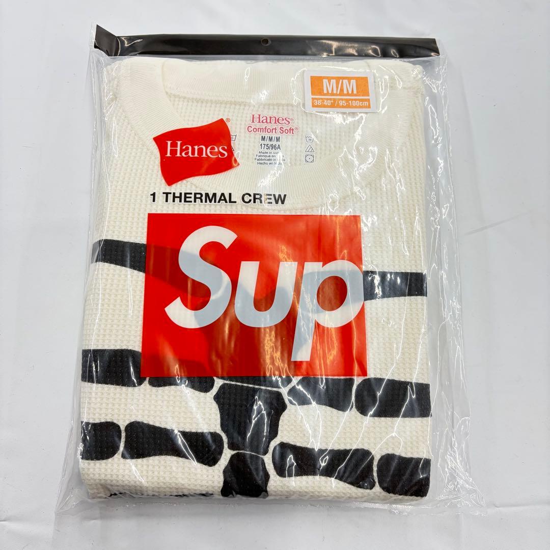 Supreme/Hanes ボーンズサーマルクルー Mサイズ　白 ナチュラル