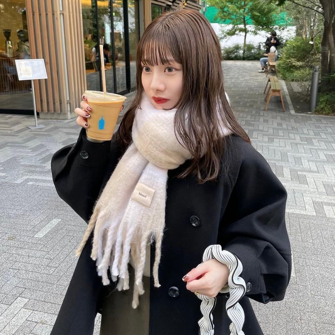 hinari ウェーブデザインミドルコート　ブラック　タグ付き　新品未開封