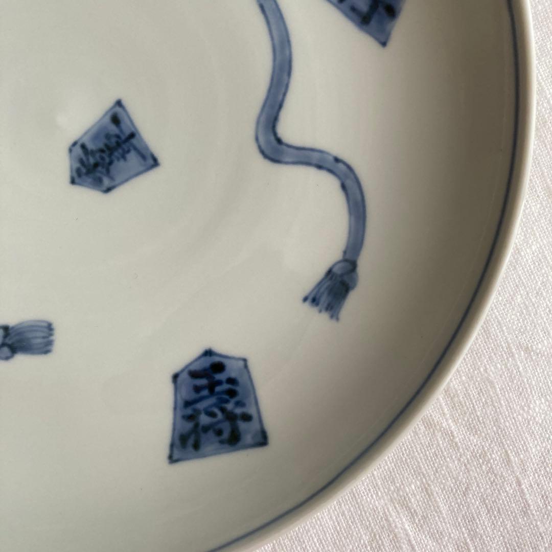 七寸皿（直径約22cm） 染付 瓢箪から駒　藤吉憲典