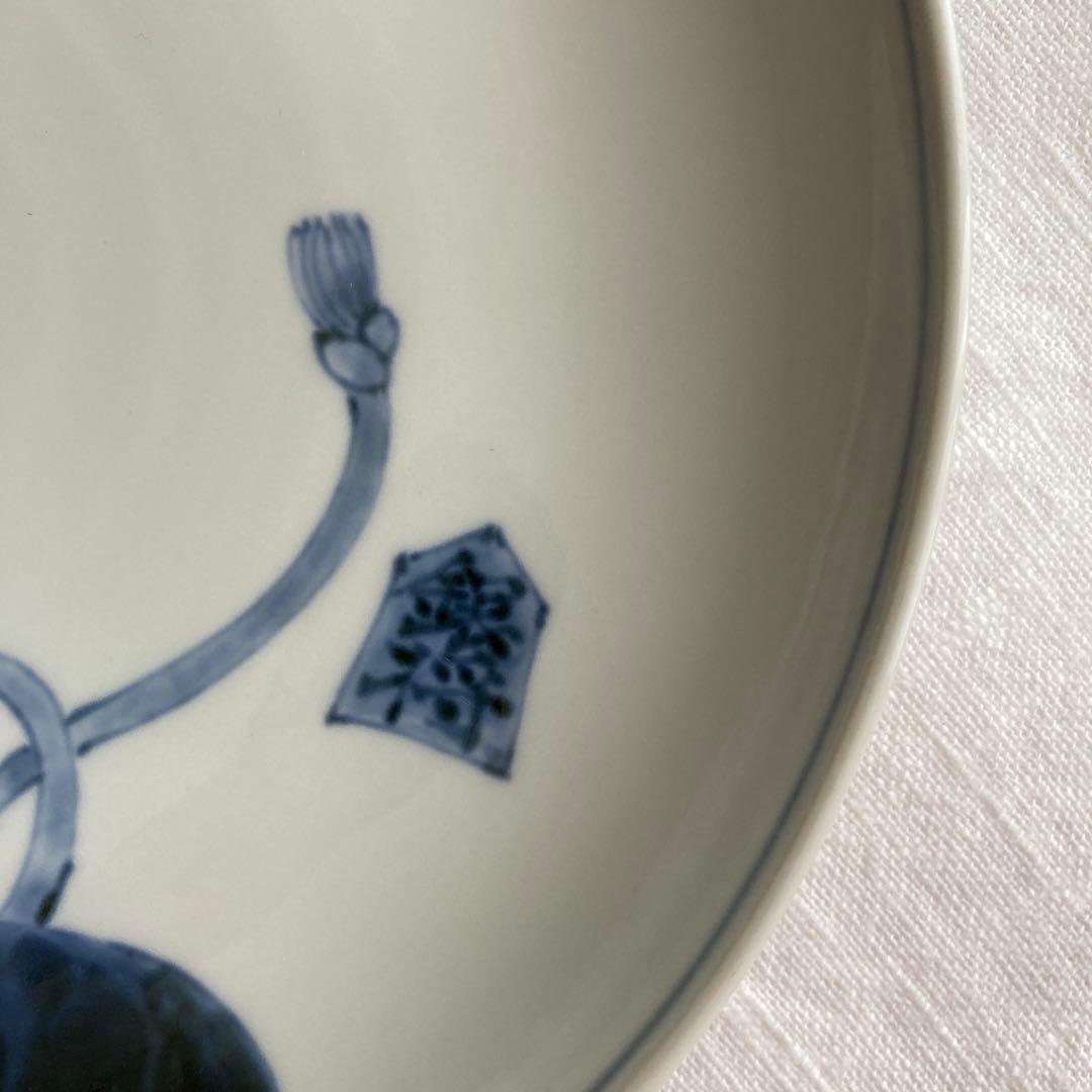七寸皿（直径約22cm） 染付 瓢箪から駒　藤吉憲典