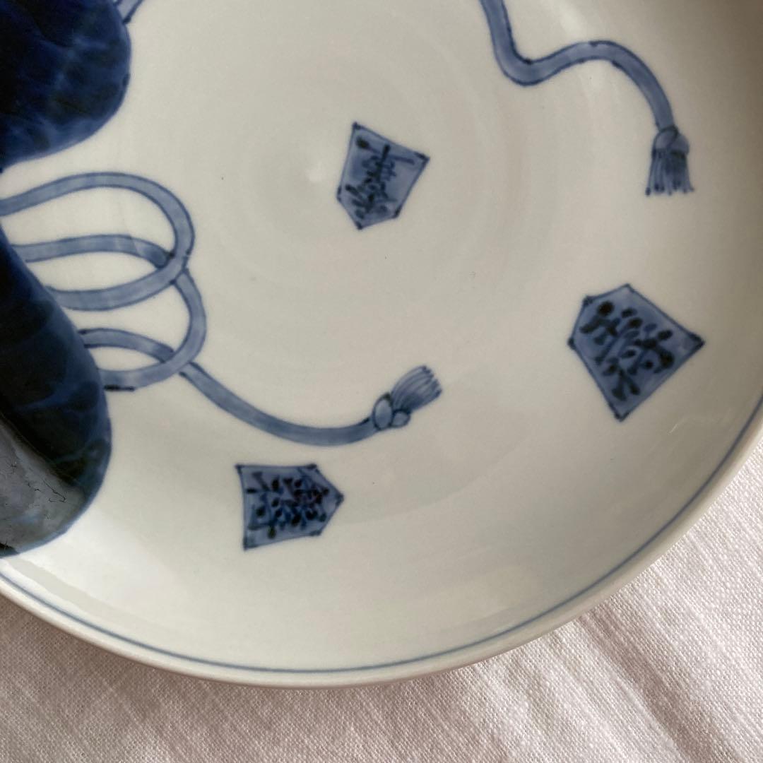 七寸皿（直径約22cm） 染付 瓢箪から駒　藤吉憲典