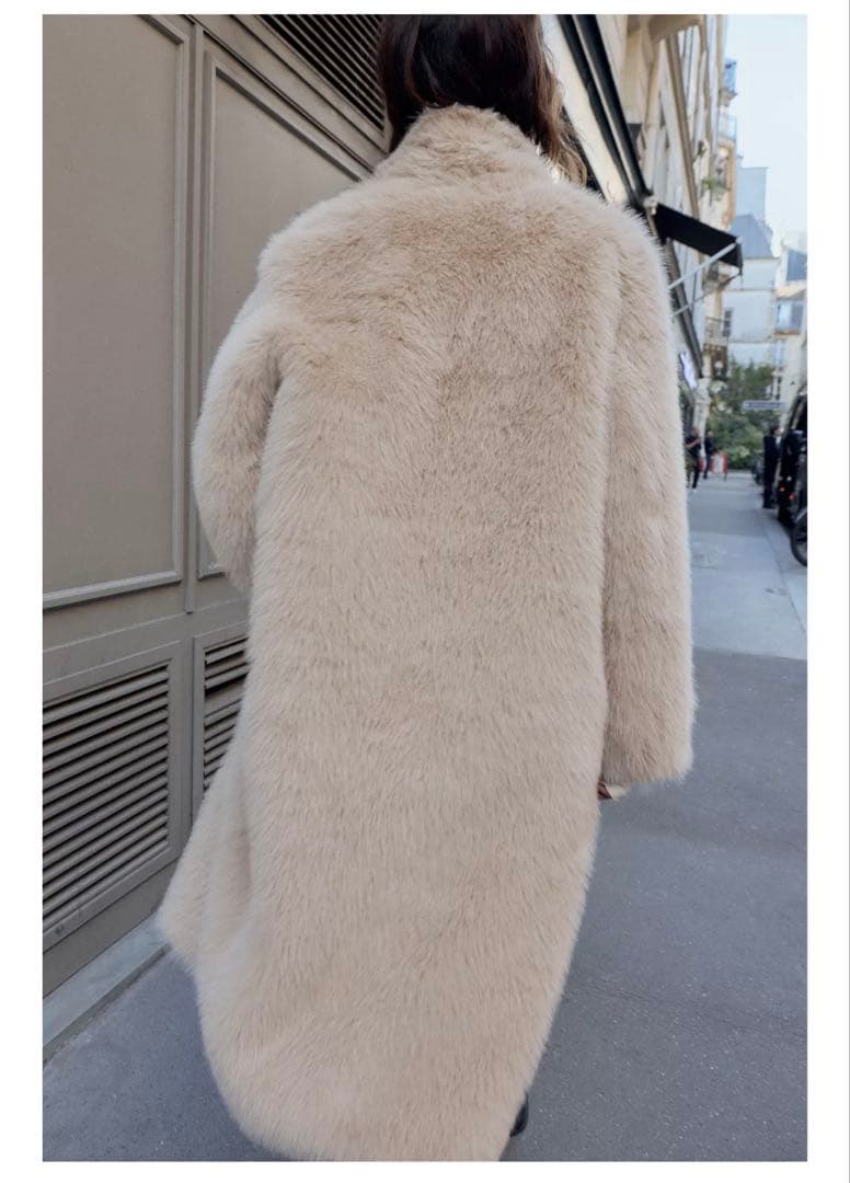 ZARA リバーシブル ダブルフェイスフェイクファーコート　L