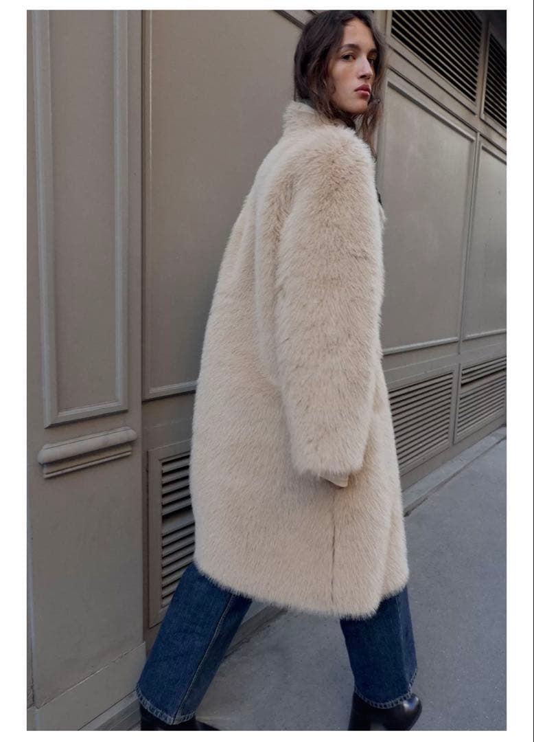 ZARA リバーシブル ダブルフェイスフェイクファーコート　L