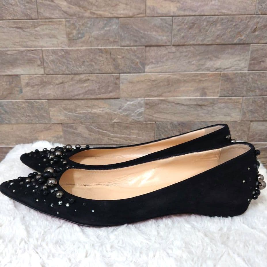 クリスチャンルブタン　ラインストーン　ポールスタッズ　フラットシューズ　24cm