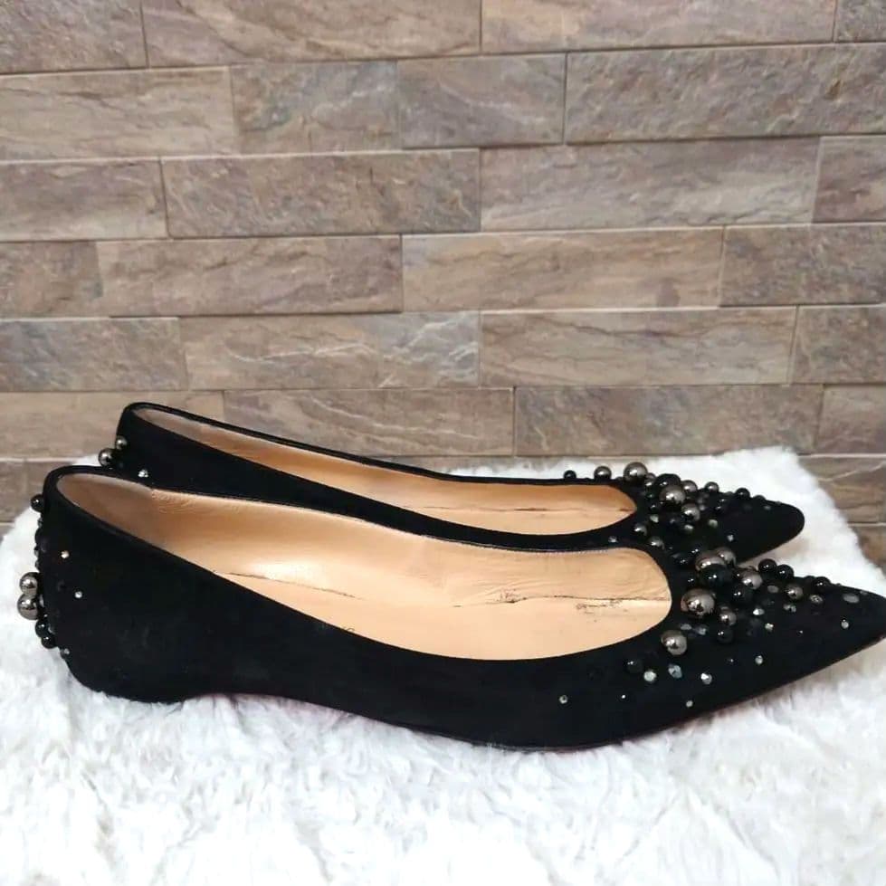 クリスチャンルブタン　ラインストーン　ポールスタッズ　フラットシューズ　24cm