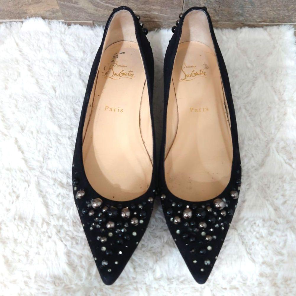 クリスチャンルブタン　ラインストーン　ポールスタッズ　フラットシューズ　24cm