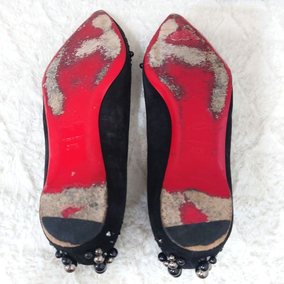 クリスチャンルブタン　ラインストーン　ポールスタッズ　フラットシューズ　24cm