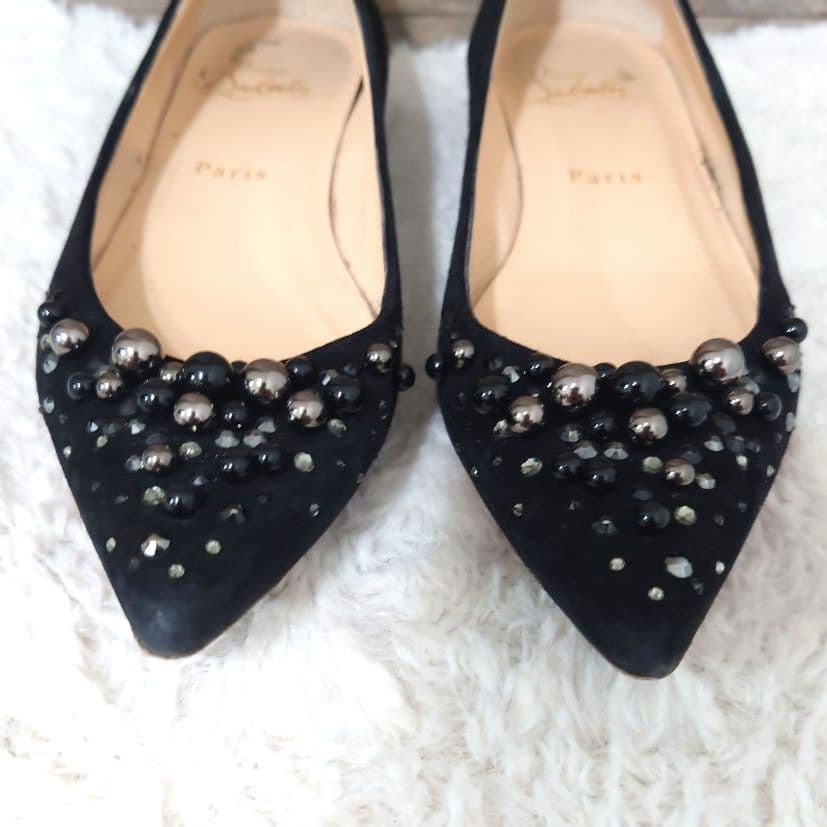 クリスチャンルブタン　ラインストーン　ポールスタッズ　フラットシューズ　24cm