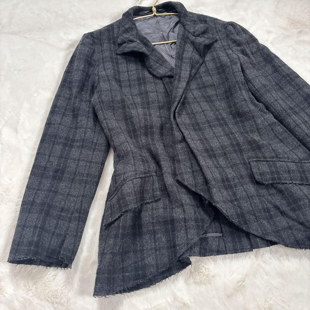 ヨウジヤマモト プリュスノアール ウール ヘム ジャケット サイズ 2 チェック