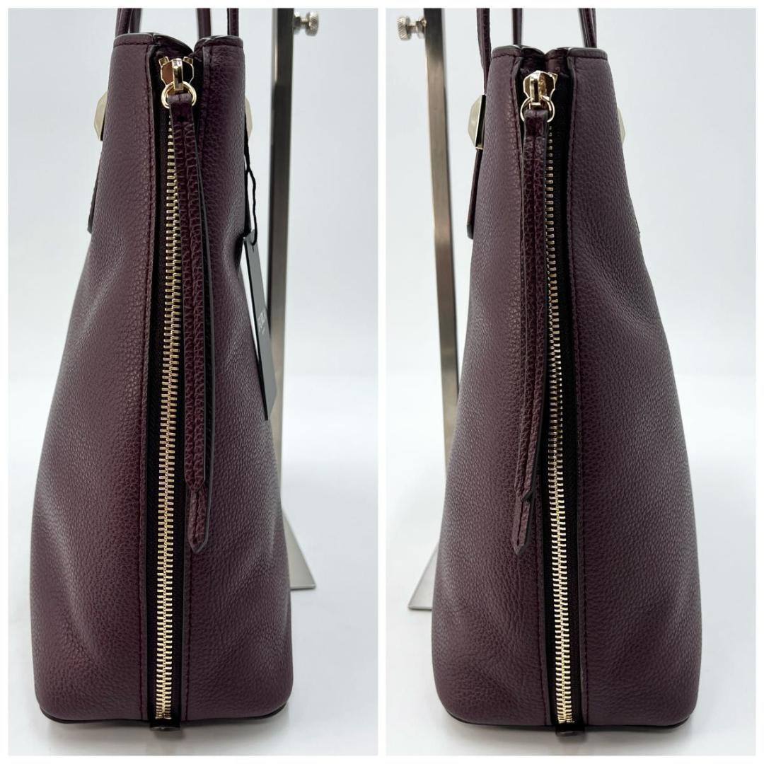 専用品 FURLA トートバッグ パープル ボルドー レザー A4可 未使用級