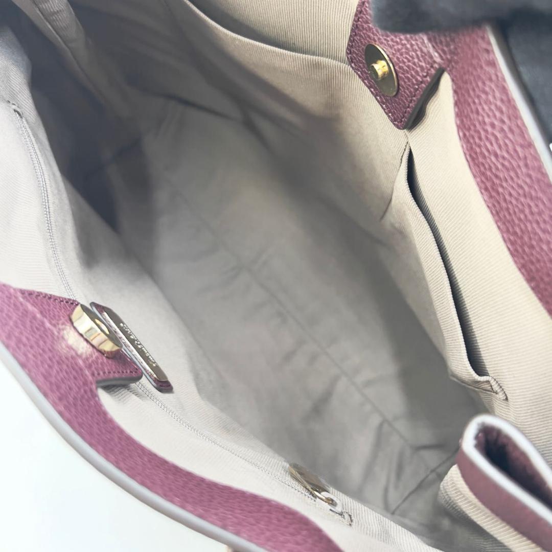 専用品 FURLA トートバッグ パープル ボルドー レザー A4可 未使用級