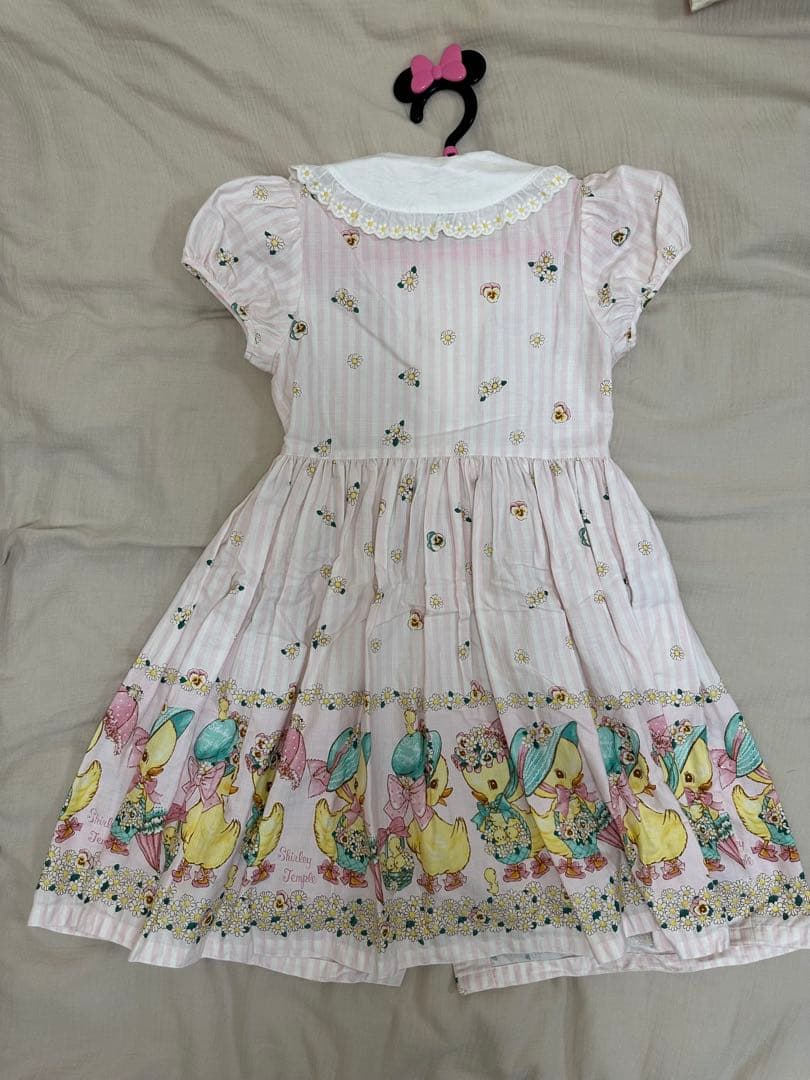 ウサギと卵デザイン 半袖ワンピース 100%綿