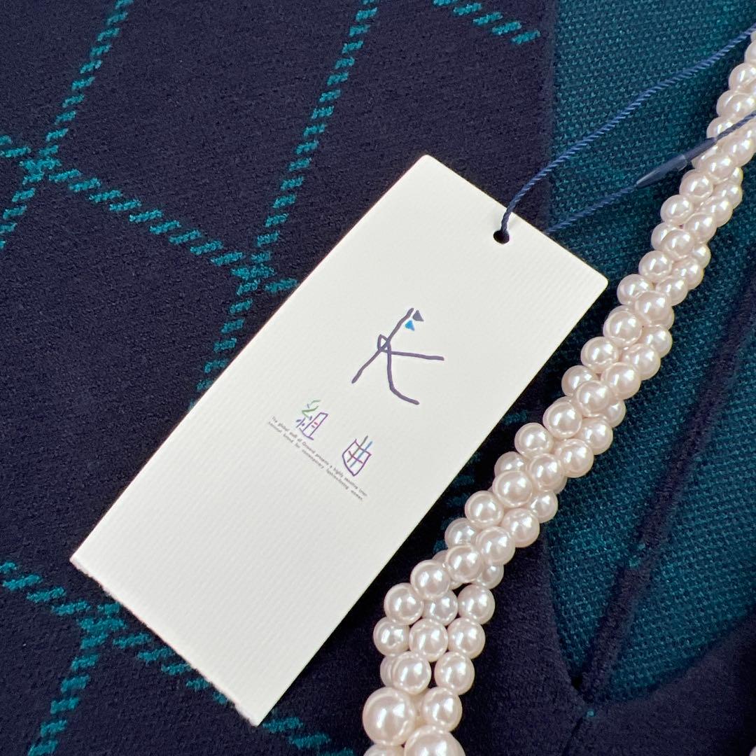 新品未使用タグ付き✨ファミリアコーデにも♡組曲　ワンピース　チェック　ネイビー⑤