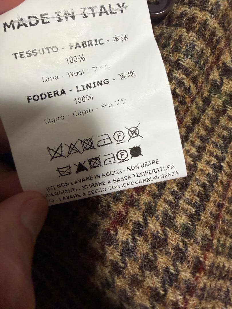 デ・ペトリロ　ブラウン チェック柄 テーラードジャケット　size48