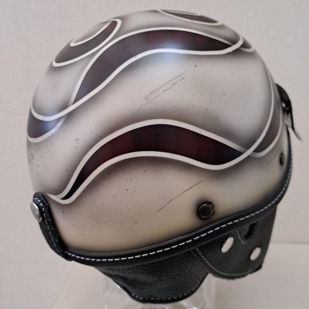 ショーティヘルメット　ポリヘル レッドブラウンリボン塗装エイジング