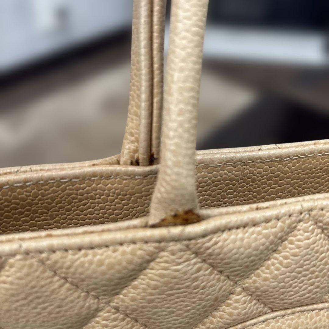 CHANEL ベージュ キルティング トートバッグ