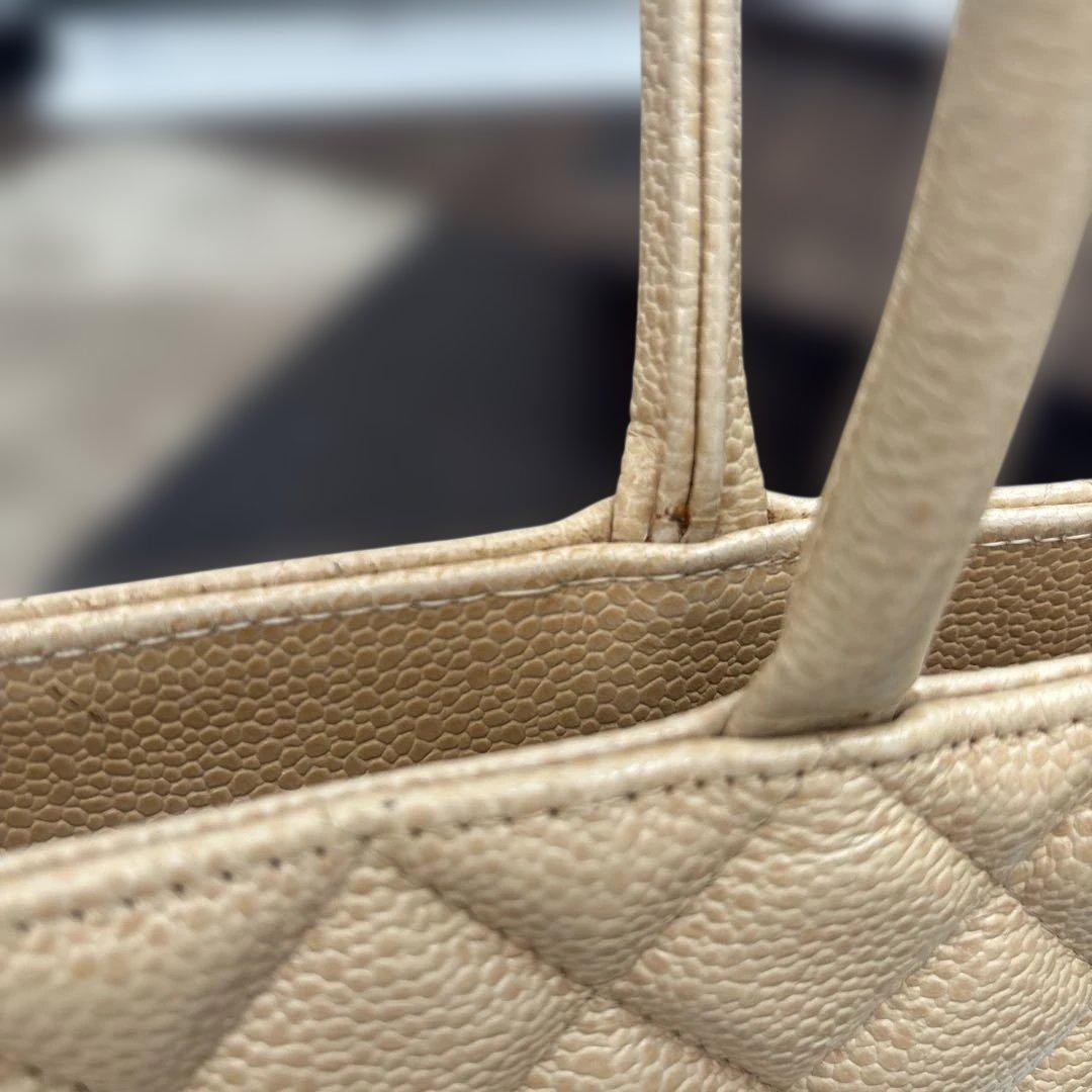 CHANEL ベージュ キルティング トートバッグ