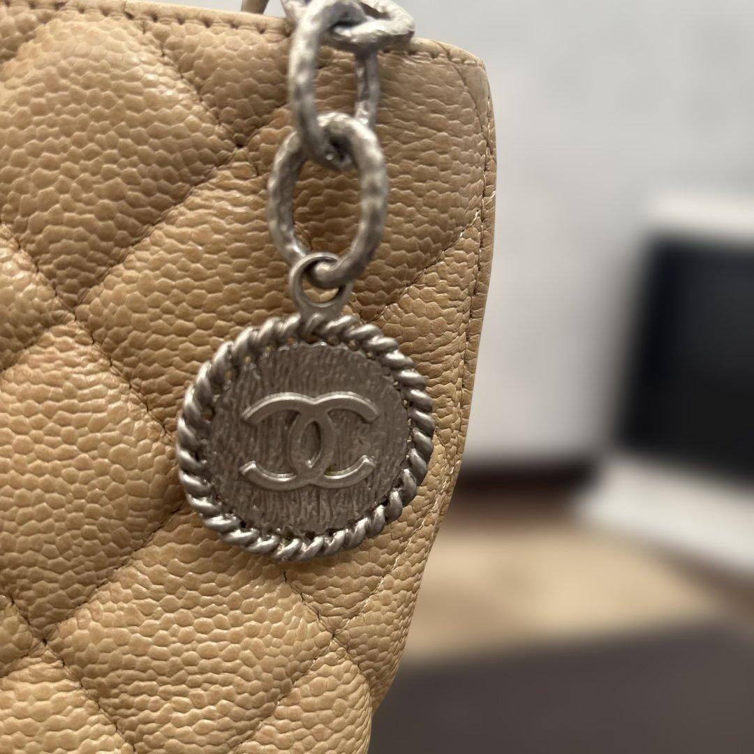 CHANEL ベージュ キルティング トートバッグ