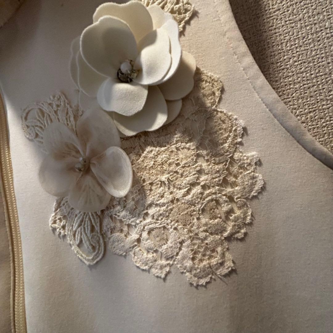 美品Bel Paci ベルパーチ フラワー　Aライン　ロングベスト　キルティング