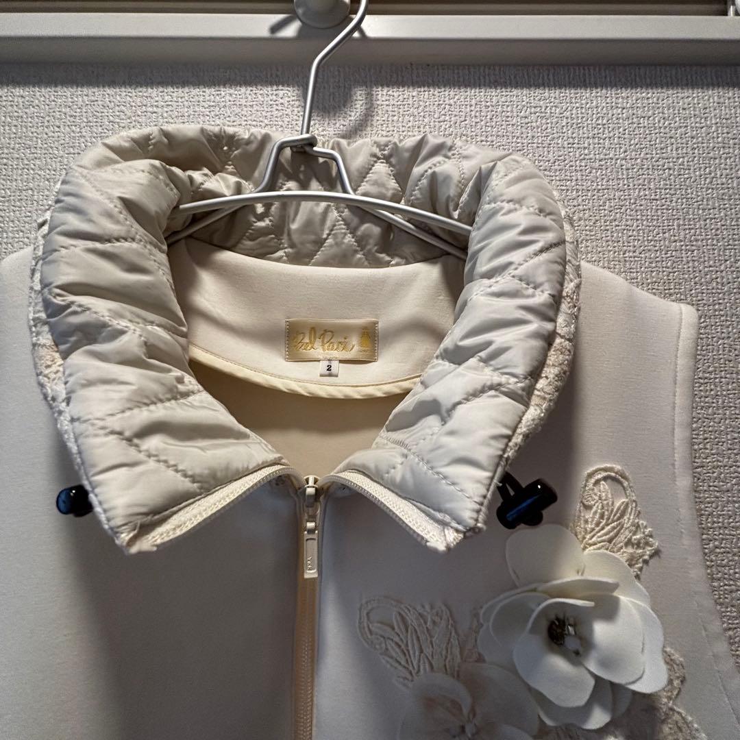 美品Bel Paci ベルパーチ フラワー　Aライン　ロングベスト　キルティング