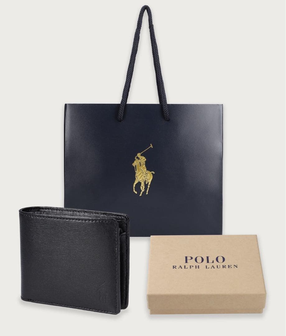 Polo Ralph Lauren ブラック 二つ折り財布　ショッパー付