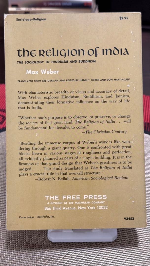 希少　The Religion of India by Max Weber
