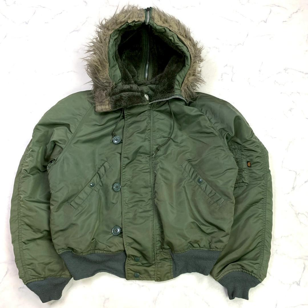 90s USA製 アルファ N-2B フライトジャケット カーキ L　D781