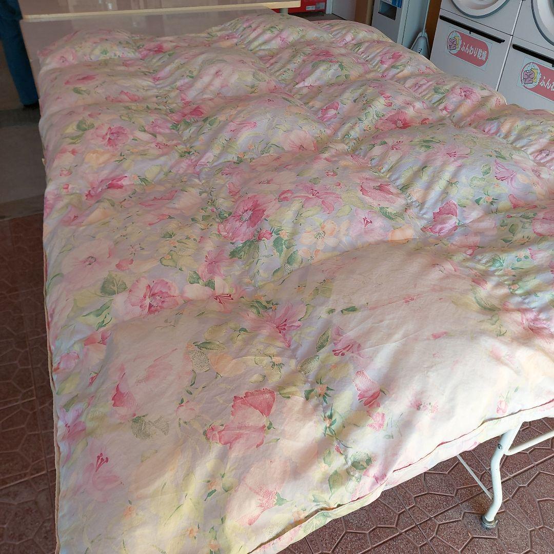 花柄羽毛掛け布団 中古