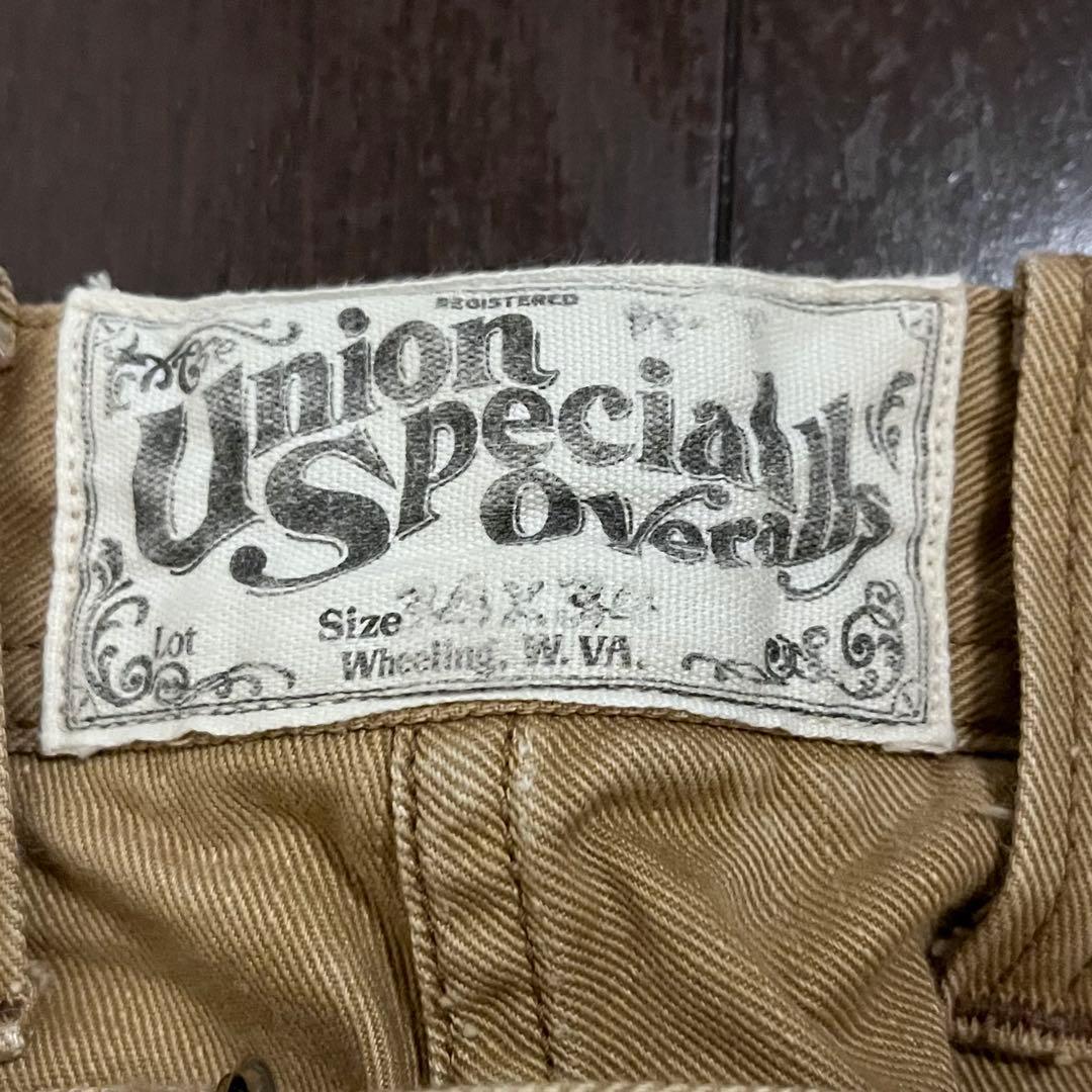 フリーホイーラーズ ロングショアマン ベージュ ワークパンツ 34×34