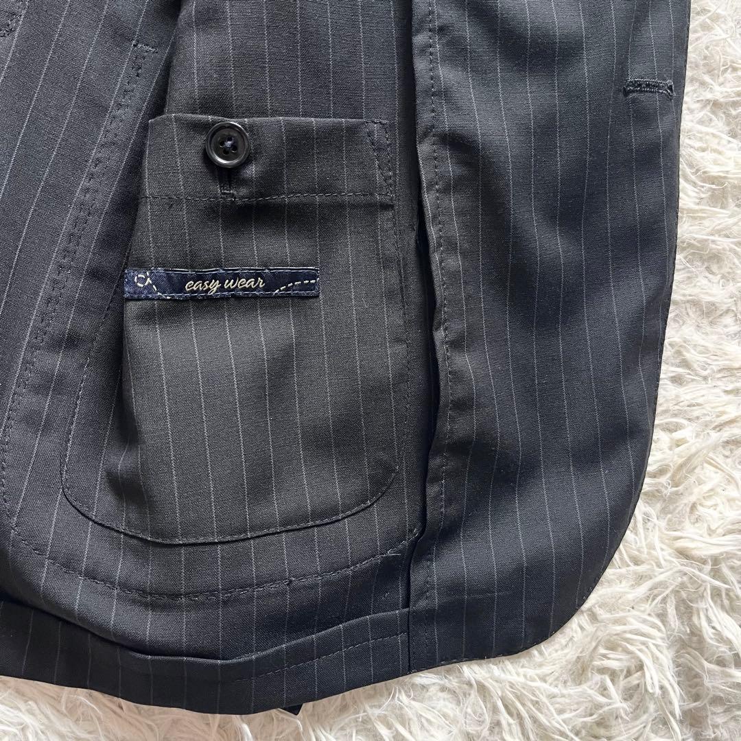 <美品>LARDINI easy wear ブラック ウール スーツ サイズ46