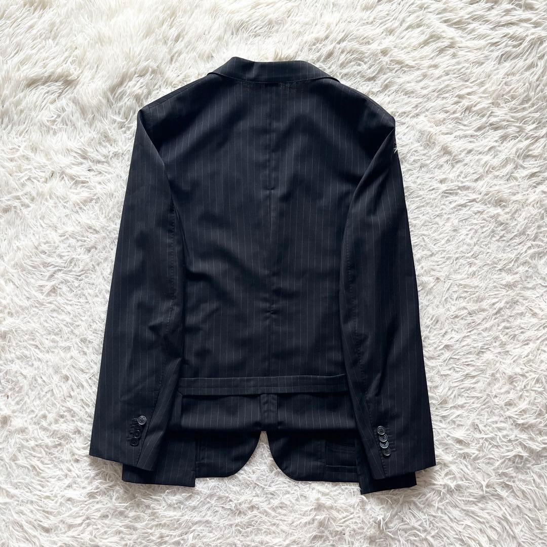 <美品>LARDINI easy wear ブラック ウール スーツ サイズ46