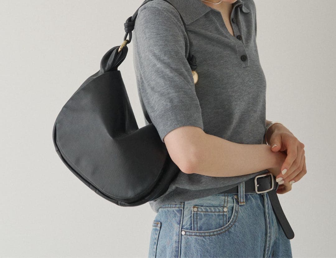 【russet×BEARDSLEY】2way フラップショルダーバッグ　ブラック