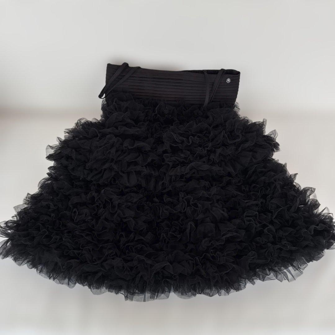 Vaqutaux チュールリボンスカート　ノアール