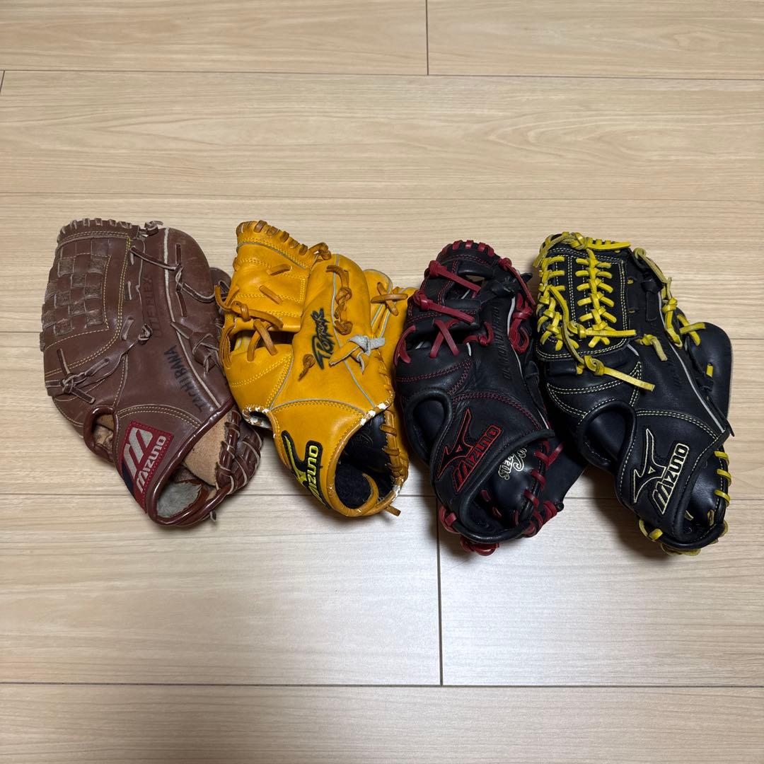 高校野球部員使用 グローブ 4点セット 部室整理