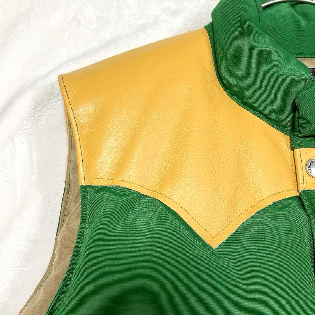 【新品タグ付】 【希少】 シュガーケーン ダウンベスト レザー M バイカラー