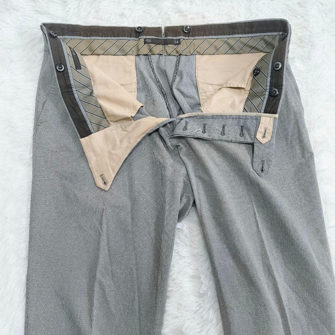 PT01 ピーティーゼロウーノ スラックス 54 2XL グレー 千鳥柄 大きい