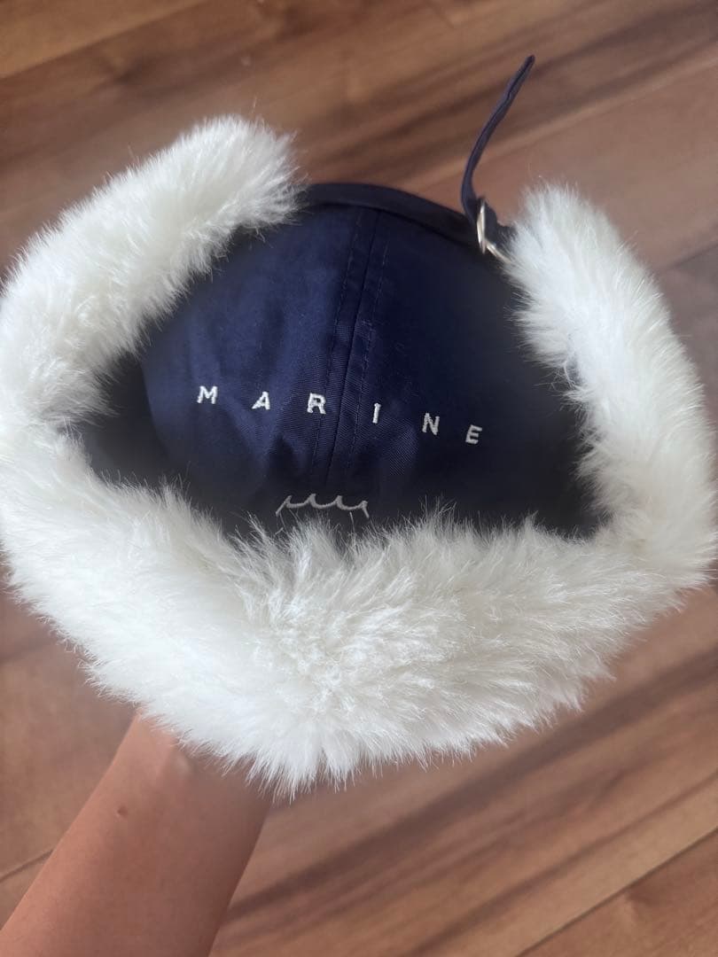 MARINE ファー付きキャップ ネイビー