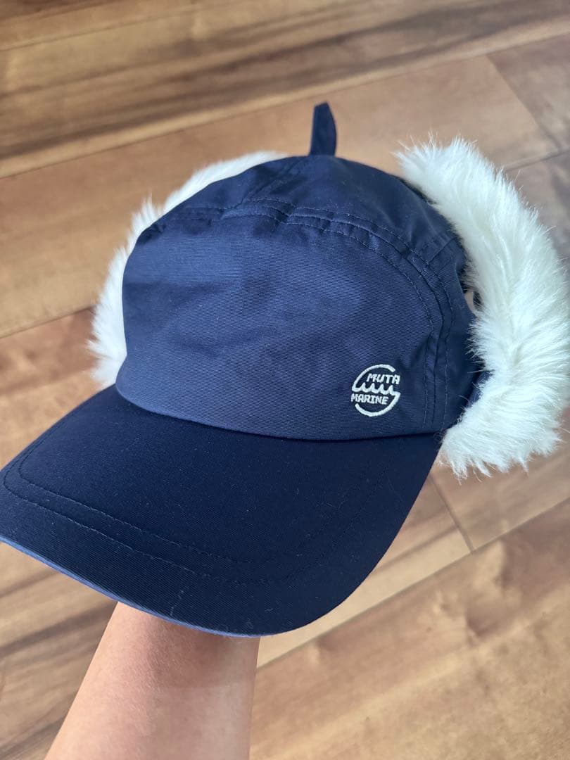 MARINE ファー付きキャップ ネイビー