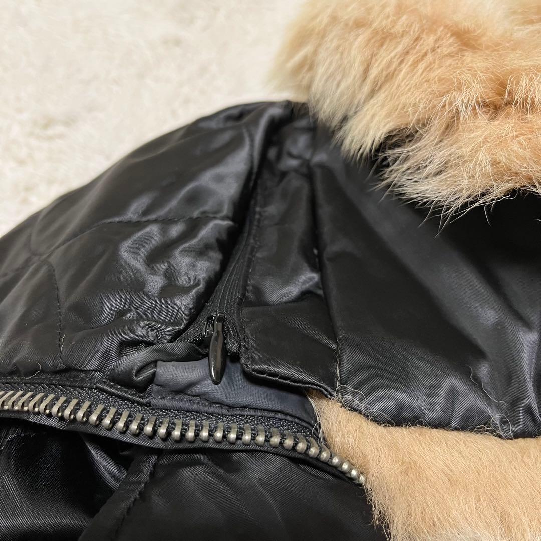 美品　ラルフローレン　キルティング　ダウン　ベスト　黒　ファー　11 L