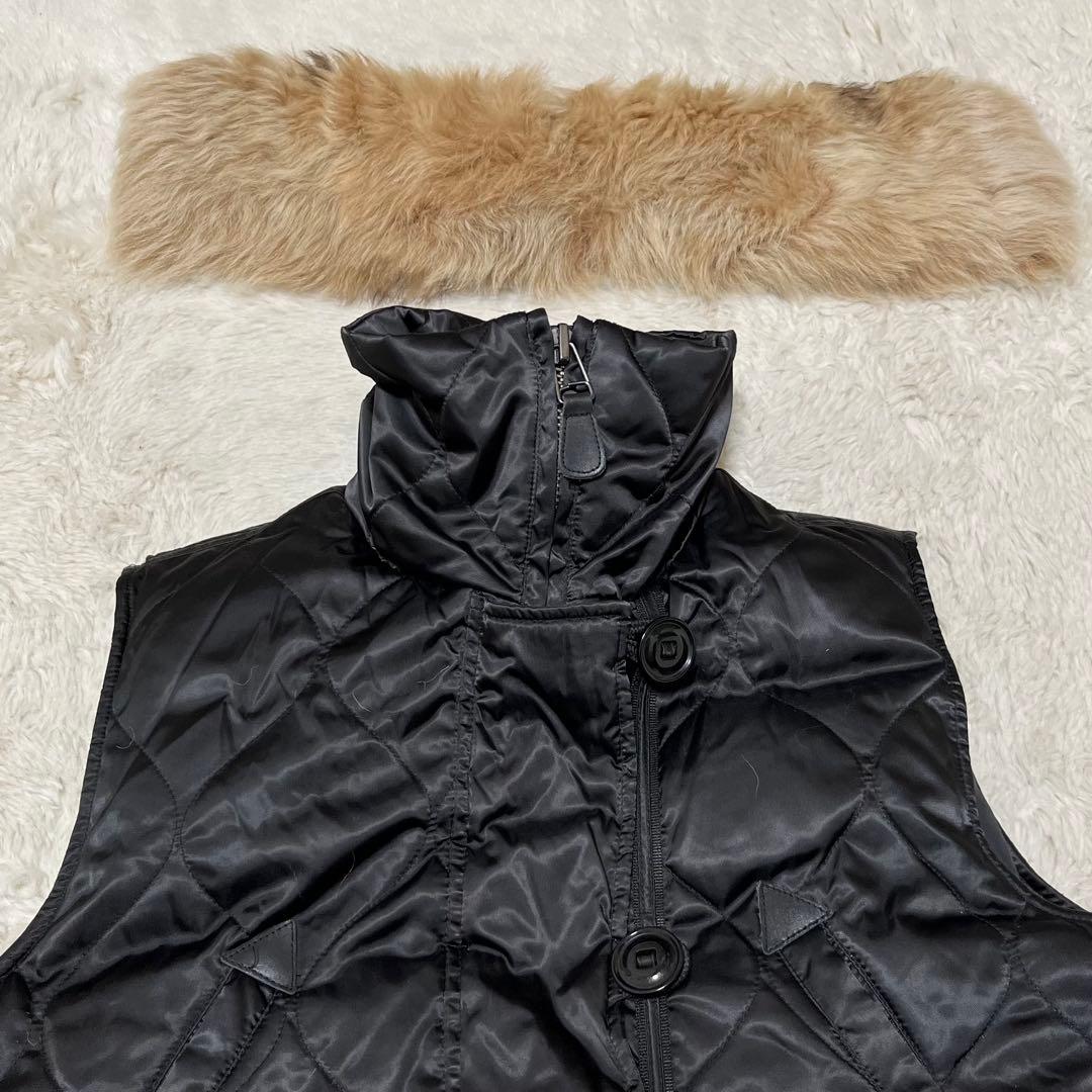 美品　ラルフローレン　キルティング　ダウン　ベスト　黒　ファー　11 L